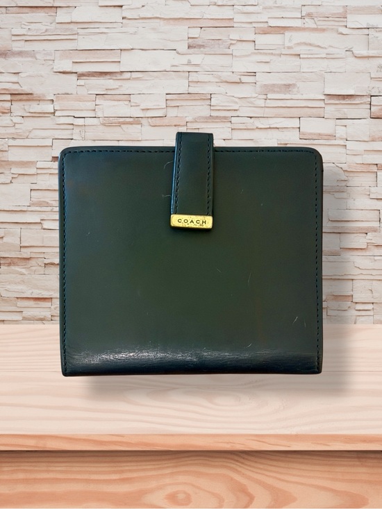 Coach Other - Coach Black Leather Unisex Bi-Fold Wallet with Gold Accent